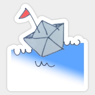 origami sailboat in the day with color Sticker